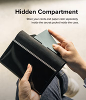 Ringke Folio Signature atverčiamas odinis dėklas Samsung Galaxy S22 + (S22 Plus) juodas (FSS118R262)