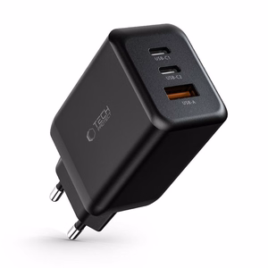 Tech-Protect C65W įkroviklis 2x USB-C PD 65W / USB-A QC 3.0 - juodas