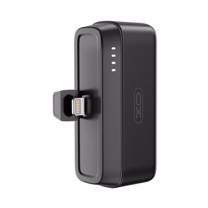 XO power bank mini PR244 20W 5000 mAh su "Lightning" jungtimi, juodas