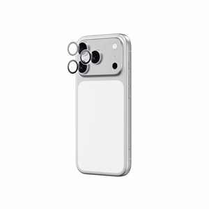 AmazingThing Objektyvo stiklas iPhone 17 Pro / Pro Max su juodu aliuminio rėmeliu