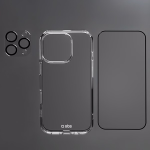 SBS rinkinys su D3O technologija iPhone 16 Pro Max - dėklas + apsauginis stiklas ir kameros apsauga - skaidrus