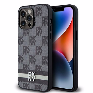 DKNY Odinis languotas mono raštas ir spausdintos juostos dėklas telefonui iPhone 14 Pro Max - juodas