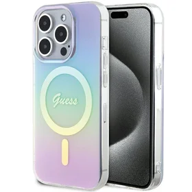 Guess GUHMP15LHITSU iPhone 15 Pro 6.1" violetinė/violetinė kietas dėklas IML Iridescent Magnetinis