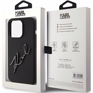 Karl Lagerfeld silikoninis dėklas Karl Script iPhone 15 Pro - juodas