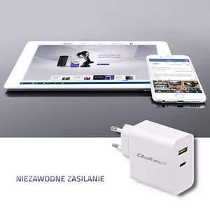 Qoltec 51718 īkroviklis 45 W, USB-C PD, USB, baltas