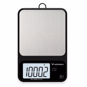 Wozinsky WAK-2252 virtuvinės svarstyklės su dideliu LCD ekranu, iki 5 kg – juodos