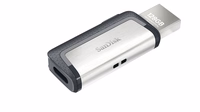 Sandisk Ultra Dual Drive USB Type-C USB atmintukas 128 GB USB Type-A / USB Type-C 3.2 Gen 1 (3.1 Gen 1) Juoda, Sidabras