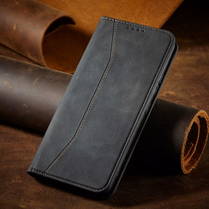 Magnet Fancy dėklas telefonui Samsung Galaxy S22+ (S22 Plus) su pinigine ir kortelių laikikliu, juodas