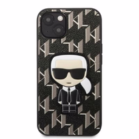 Karl Lagerfeld KLHCP13SPMNIKBK iPhone 13 mini 5.4" kietas dėklas juodas/juodas Monograma Ikonik Pleistras