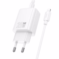 Įkroviklis Hoco N60 20W GaN USB-C + USB-C to Lightning cable 1.0m baltas