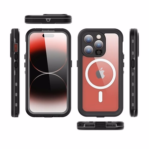 Dėklas atsparus vandeniui SHELLBOX DOT IPHONE 15 PRO - juodas (m)
