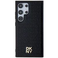 DKNY Odinis rašto metalinis logotipas Magnetinis dėklas telefonui Samsung Galaxy S24 Ultra - juodas