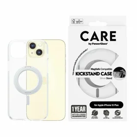 CARE by PanzerGlass dėklas telefonui su stovu MagSafe iPhone 15 Plus - sidabrinis