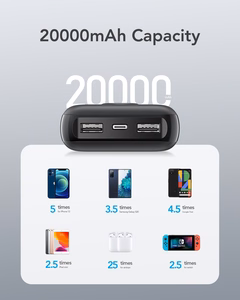 Išorinė baterija VEGER 20000 mAh PD QC3.0 2A 20W L20S (VP2039PD / W2039PD) juoda
