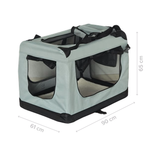 Foldable pet carrier bag, size XXL, 90 x 61 x 65 cm, grey, REBEL ANIMALS