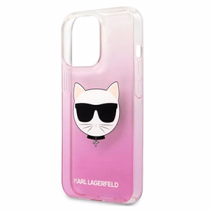 Karl Lagerfeld Choupette galvos dėklas telefonui iPhone 13 Pro Max – rožinis