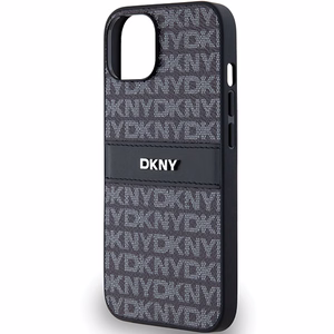 DKNY Odinis mono juosta ir metalinis logotipas dėklas telefonui iPhone 15 Plus / 14 Plus - juodas