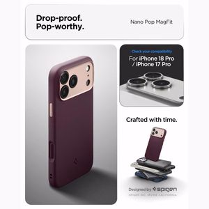 Spigen Nano Pop MagSafe  iPhone 18 Pro / 17 Pro dėklas, tamsios vyšnių spalvos