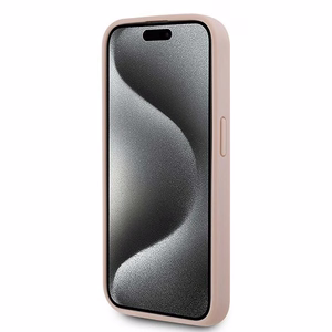 Karl Lagerfeld odinis monograma metalinis logotipas dėklas telefonui iPhone 15 Pro Max - rožinis