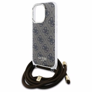 Guess Crossbody Cord 4G Print dėklas iPhone 16 Pro Max - rudas