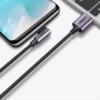 Ugreen US284 70255 USB-A (straight) / USB-C (angled) 3A laidas skirtas 3m - pilkas