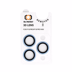 Tel Protect 3D Lens šviesiai mėlyni grūdinti apsauginiai stiklai Apple iPhone 18 Pro / 18 Pro Max kameros lęšiams (3 vnt.)