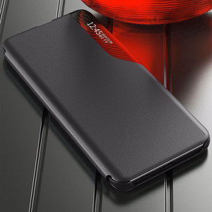 Eco Leather View Case elegantiškas dėklas telefonui su atvartu ir stovo funkcija Samsung Galaxy A73 raudonas