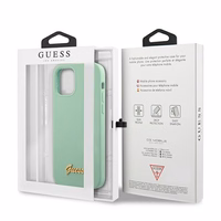Guess Metal Logo Script dėklas iPhone 12 Pro Max 6.7" - žalia