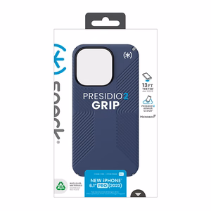 Speck Presidio2 Grip dėklas, skirtas iPhone 15 Pro, „Coastal Blue / Dust Grey“ spalvos