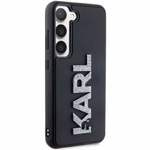 Karl Lagerfeld 3D Guminis Blizgus Logotipas dėklas telefonui Samsung Galaxy S23 - juodas