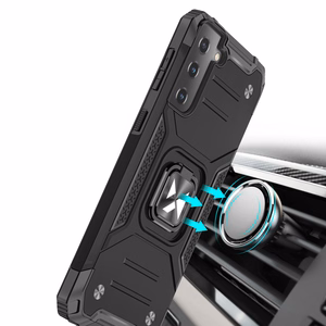Wozinsky Ring Armor Tough Hybrid dėklas telefonui Samsung Galaxy S22+ (S22 Plus) juodos spalvos su magnetiniu laikikliu