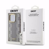 DKNY Odinis languotas mono raštas magnetinis iPhone 15 Pro Max dėklas - smėlinis