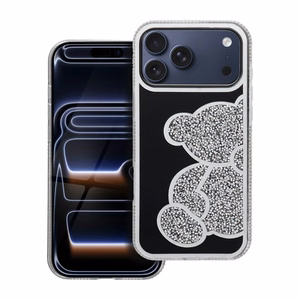 TEDDY BEAR dėklas telefonui IPHONE 17 Pro Max sidabrinis