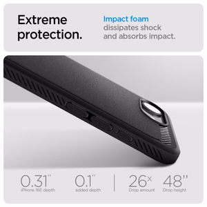 Чехол Spigen Rugged Armor MagSafe для iPhone 16e / 17e - чёрный