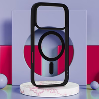 Akrilinis spalvotas magnetinis dėklas telefonui Iphone 17 Pro Max juodas