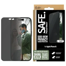 SAFE by PanzerGlass iPhone 16 6.1" privatumo apsauginis stiklas itin platus SAFEP95875