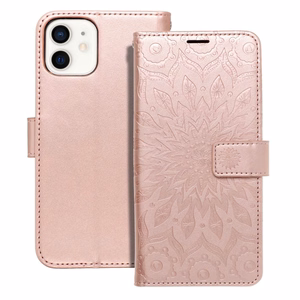 MEZZO knygos tipo dėklas telefonui IPHONE 12 / 12 Pro su mandala, rožinio aukso spalvos