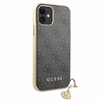 Guess GUHCN61GF4GGR iPhone 11 6.1" / Xr pilkas/pilkas kietas dėklas 4G Charms Collection