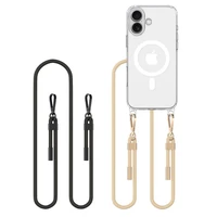 Tech-Protect FlexAir Chain MagSafe iPhone 16 dėklas - skaidrus + 2 dirželiai (juodas ir taupe)