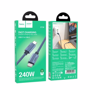 Kabelis USB C į USB C Hoco QC3.0 PD 5A 240W 1,8 m U134 tamsiai mėlynas