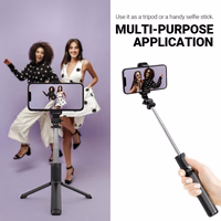 Crong SelfieGo Lite – Compact Bluetooth Selfie Stick Tripod (juodas)