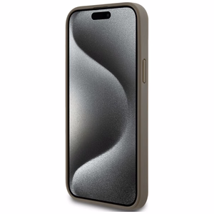 DKNY Odinis raštas metalinis logotipas Magnetinis dėklas iPhone 15 Plus / 14 Plus - ruda