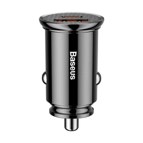 Baseus Circular Plastic QC 3.0 PD automobilinis įkroviklis 1x USB-C - USB jungtis 30W juodas