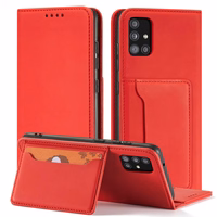 Magnetinis kortelių dėklas Samsung Galaxy A13 5G piniginė kortelių laikiklis raudonas