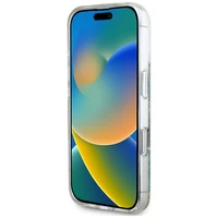 Guess Dėklas telefonui su derva gėlėmis ir blizgučiais Magnetinis iPhone 16 - skaidrus žalias