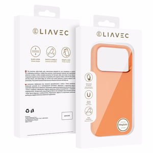 Liavec Silky dėklas su metaliniu kameros rėmeliu, skirtas Iphone 17 Pro Max oranžinis