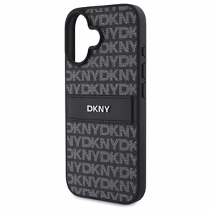 DKNY tekstūrinio rašto dryžuotas dėklas telefonui iPhone 16 - juodas