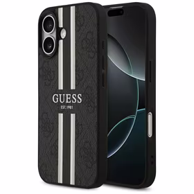 "Guess 4G Printed Stripes MagSafe" dėklas iPhone 17 - juodas