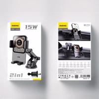 Automobilinis laikiklis Dudao "F19" juodas (belaidis įkrovimas 15W)(ne magnetinis / lipnus pagrindas / oro angos grotelės)