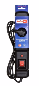 Activejet COMBO 3GN 1,5M black power strip with cord